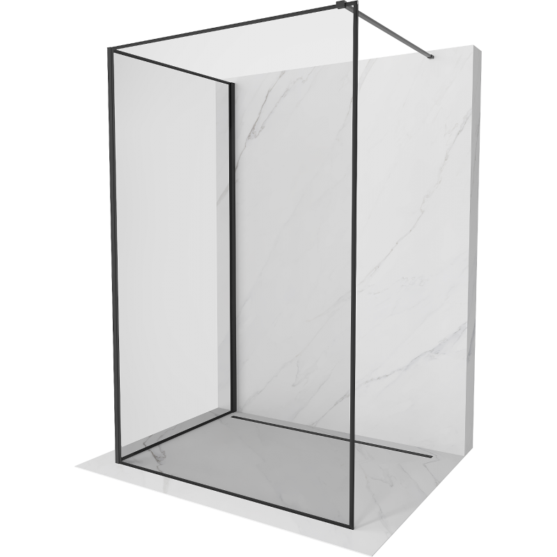 Mexen Kioto Duschwand Walk-in 100 x 90 cm, schwarzer Rahmen, schwarz - 800-100-212-70-70-090