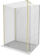 Mexen Kioto Duschwand Walk-in 100 x 90 x 40 cm, transparent, gebürstetes Gold - 800-100-090-221-55-00-040