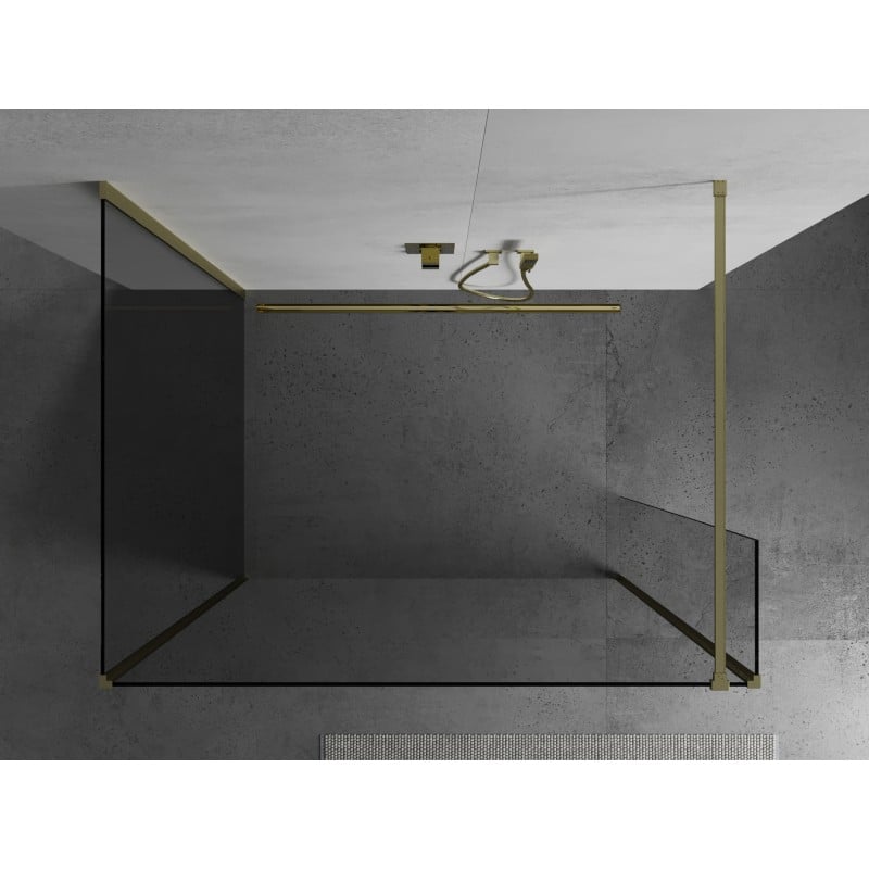 Mexen Kioto Duschwand Walk-in 110 x 100 x 40 cm, transparent, gebürstetes Gold - 800-110-100-221-55-00-040