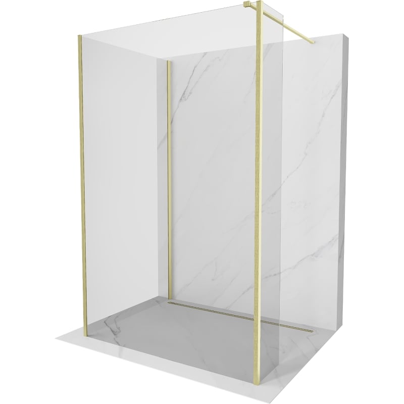 Mexen Kioto Duschwand Walk-in 130 x 105 x 40 cm, transparent, gold gebürstet - 800-130-105-221-55-00-040