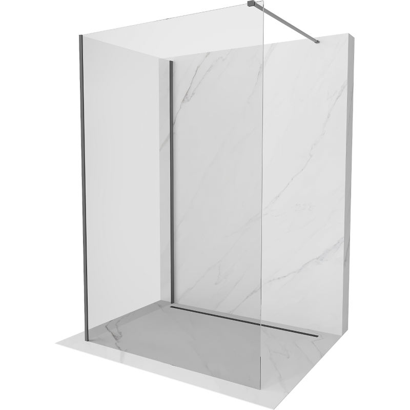 Mexen Kioto Duschwand Walk-in 140 x 75 cm, transparent, Gun Metal - 800-140-212-95-00-075