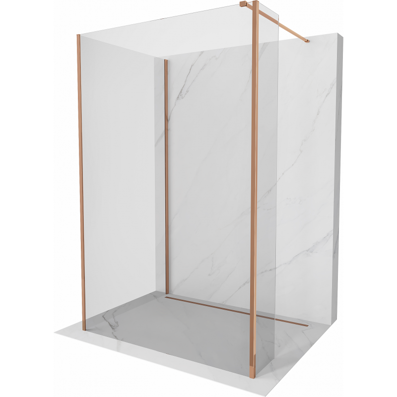 Mexen Kioto Duschwand Walk-in 125 x 70 x 30 cm, transparent, roségold - 800-125-070-221-60-00-030