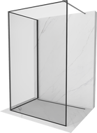 Mexen Kioto Duschwand Walk-in 130 x 70 cm, schwarzer Rahmen, Gun Metal - 800-130-212-95-70-070