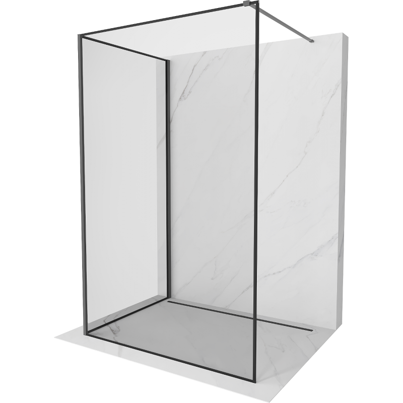 Mexen Kioto Duschwand Walk-in 100 x 80 cm, schwarzer Rahmen, Gun Metal - 800-100-212-95-70-080