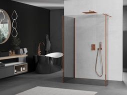 Mexen Kioto Duschwand Walk-in 120 x 105 x 30 cm, transparent, Roségold - 800-120-105-221-60-00-030