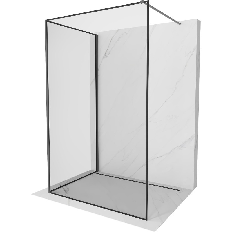 Mexen Kioto Duschwand Walk-in 140 x 120 cm, schwarzer Rahmen, Gun Metal - 800-140-212-95-70-120