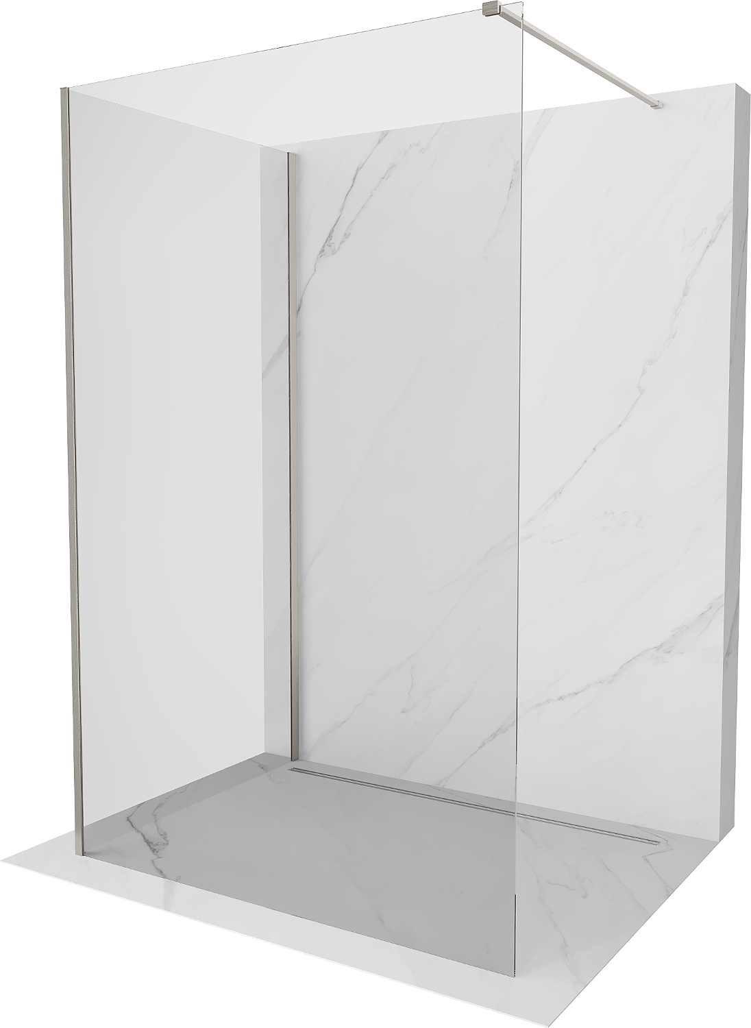 Mexen Kioto Walk-in Duschwand 120 x 70 cm, transparent, gebürstetes Nickel - 800-120-212-97-00-070