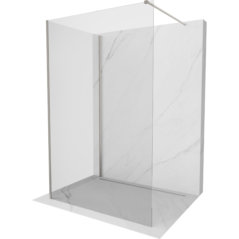 Mexen Kioto Duschwand Walk-in 120 x 75 cm, transparent, gebürstetes Nickel - 800-120-212-97-00-075