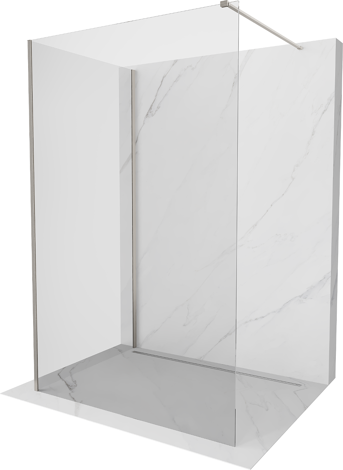 Mexen Kioto Duschwand Walk-in 110 x 75 cm, transparent, gebürsteter Edelstahl - 800-110-212-97-00-075