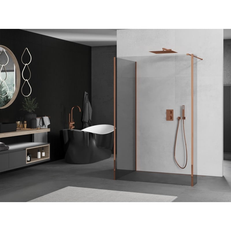 Mexen Kioto Duschwand Walk-in 90 x 85 x 40 cm, transparent, Roségold - 800-090-085-221-60-00-040