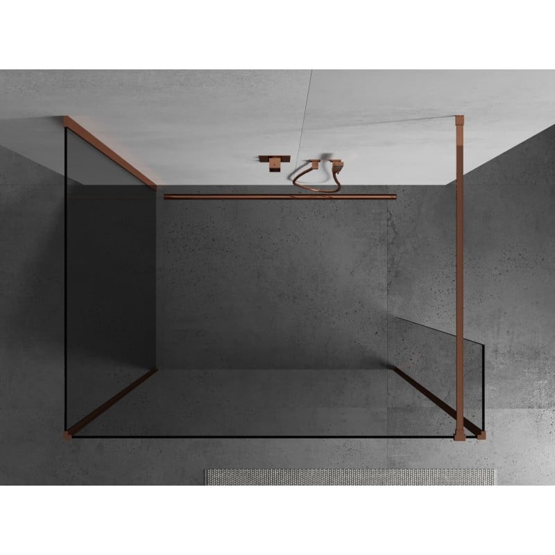 Mexen Kioto Duschwand Walk-in 100 x 85 x 40 cm, transparent, Roségold - 800-100-085-221-60-00-040