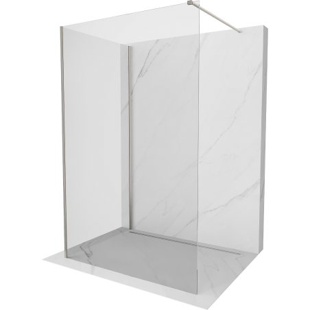 Mexen Kioto Duschwand Walk-in 135 x 80 cm, transparent, gebürsteter Nickel - 800-135-212-97-00-080