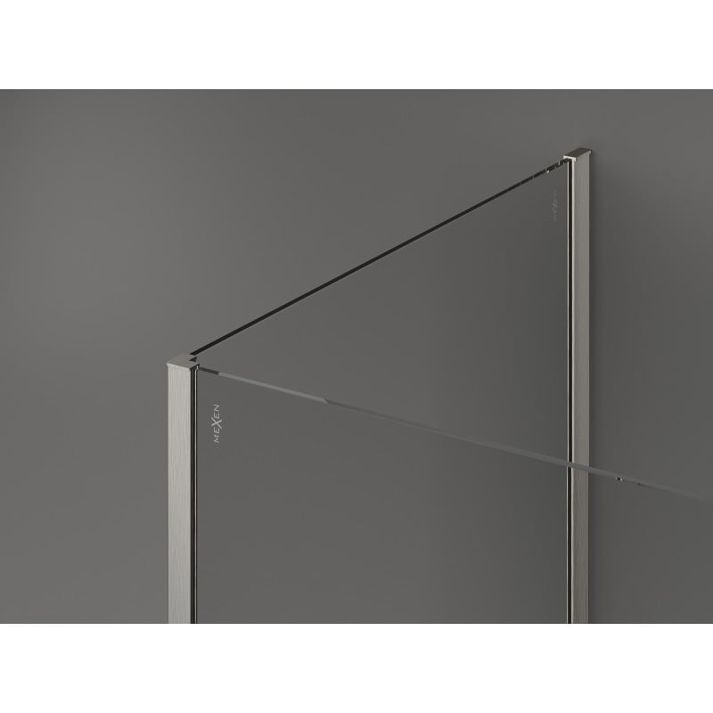 Mexen Kioto Duschwand Walk-in 130 x 80 cm, transparent, gebürsteter Nickel - 800-130-212-97-00-080