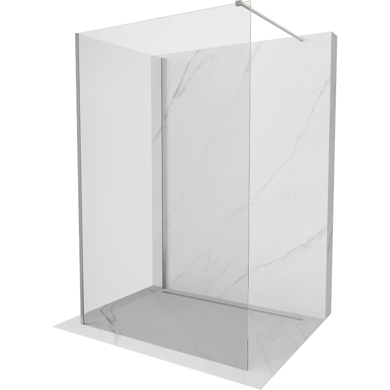 Mexen Kioto Duschwand Walk-in 130 x 80 cm, transparent, gebürsteter Nickel - 800-130-212-97-00-080