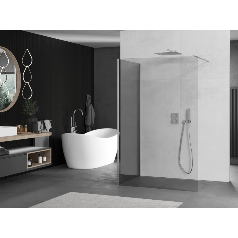 Mexen Kioto Duschwand Walk-in 100 x 90 cm, transparent, gebürsteter Nickel - 800-100-212-97-00-090