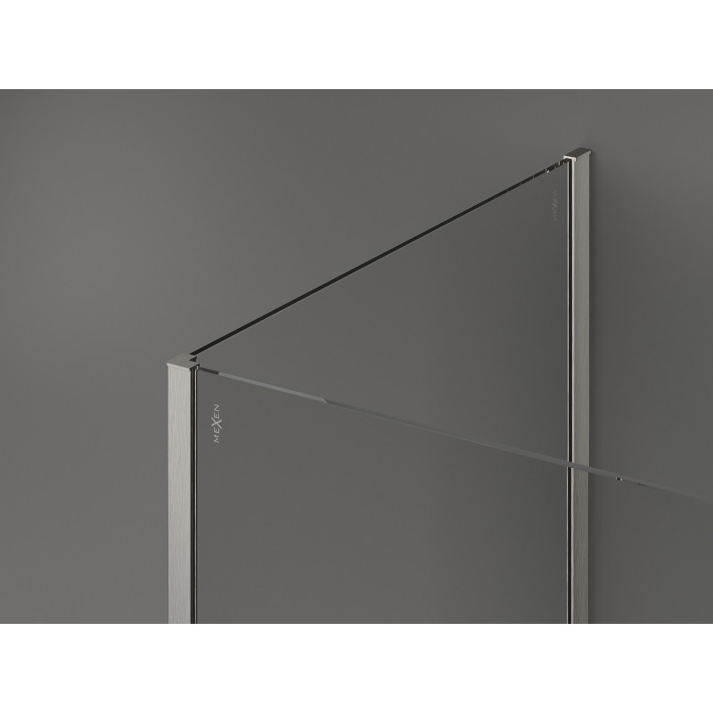 Mexen Kioto Duschwand Walk-in 100 x 90 cm, transparent, gebürsteter Nickel - 800-100-212-97-00-090