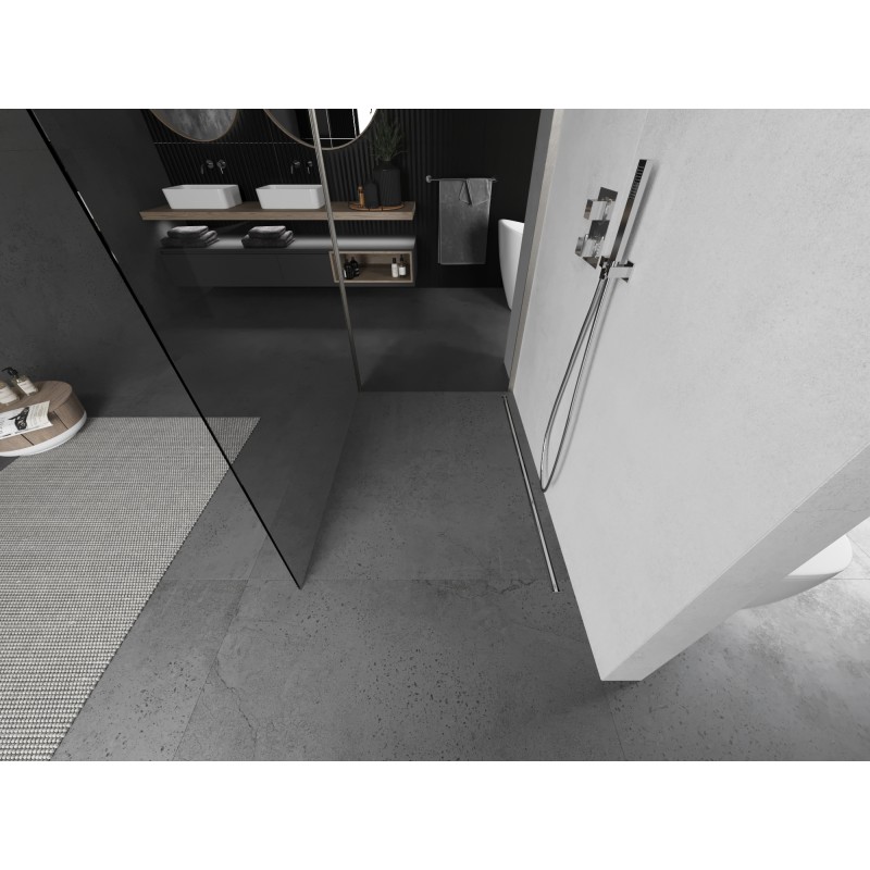 Mexen Kioto Duschwand Walk-in 100 x 100 cm, transparent, gebürsteter Nickel - 800-100-212-97-00-100