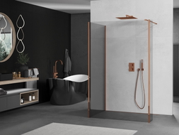 Mexen Kioto Duschwand Walk-in 135 x 120 x 40 cm, transparent, Roségold - 800-135-120-221-60-00-040