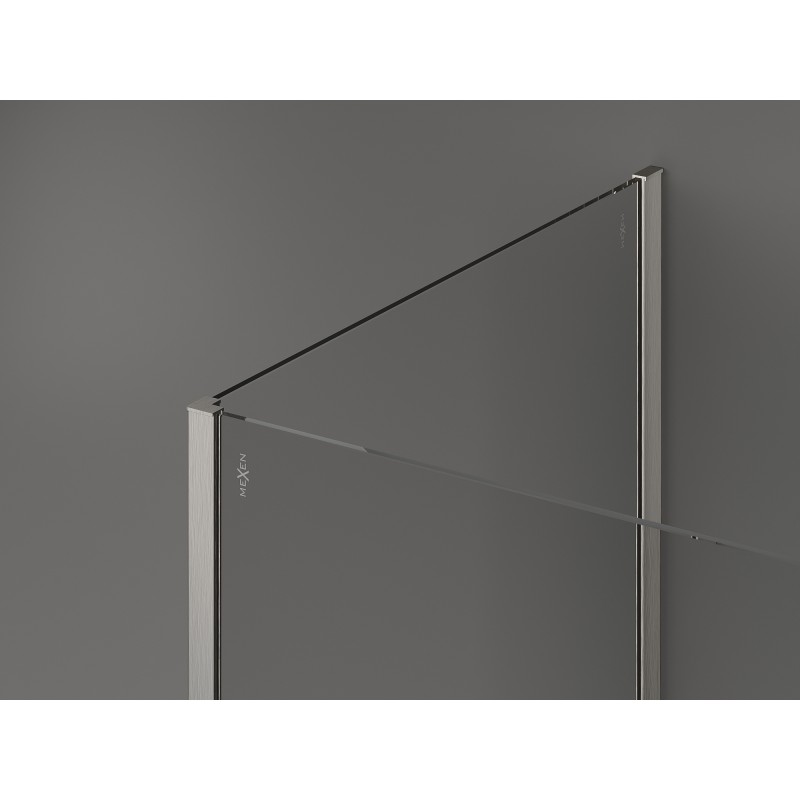 Mexen Kioto Duschwand Walk-in 125 x 120 cm, transparent, gebürsteter Nickel - 800-125-212-97-00-120