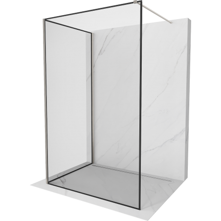 Mexen Kioto Duschwand Walk-in 130 x 80 cm, schwarzer Rahmen, gebürstetes Nickel - 800-130-212-97-70-080