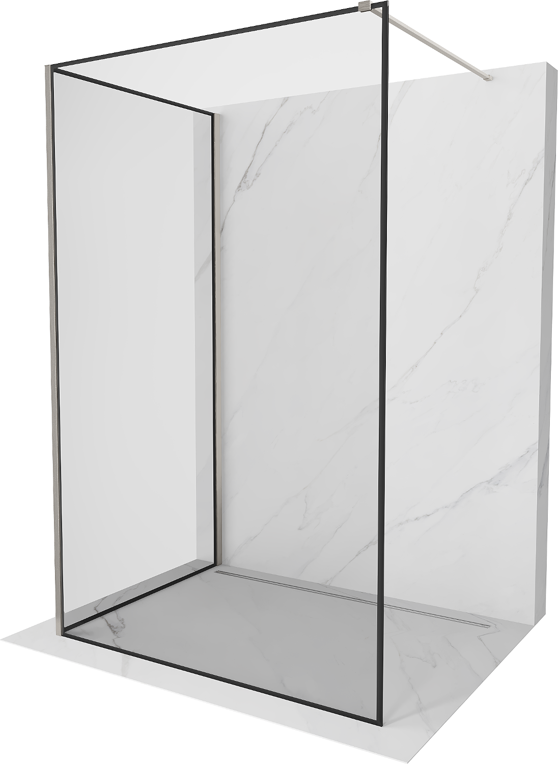 Mexen Kioto Duschwand Walk-in 100 x 100 cm, schwarzes Muster, geb brushed Nickel - 800-100-212-97-70-100