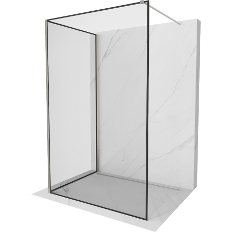 Mexen Kioto Duschwand Walk-in 110 x 100 cm, schwarzer Rahmen, gebürsteter Nickel - 800-110-212-97-70-100