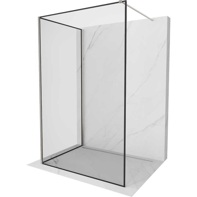 Mexen Kioto Duschwand Walk-in 140 x 110 cm, schwarzer Rahmen, gebürsteter Nickel - 800-140-212-97-70-110