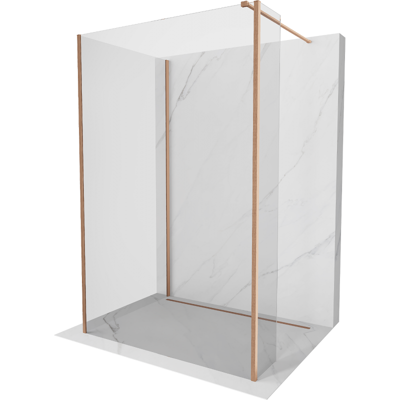 Mexen Kioto Duschwand Walk-in 100 x 75 x 30 cm, transparent, gebürstetes Kupfer - 800-100-075-221-65-00-030