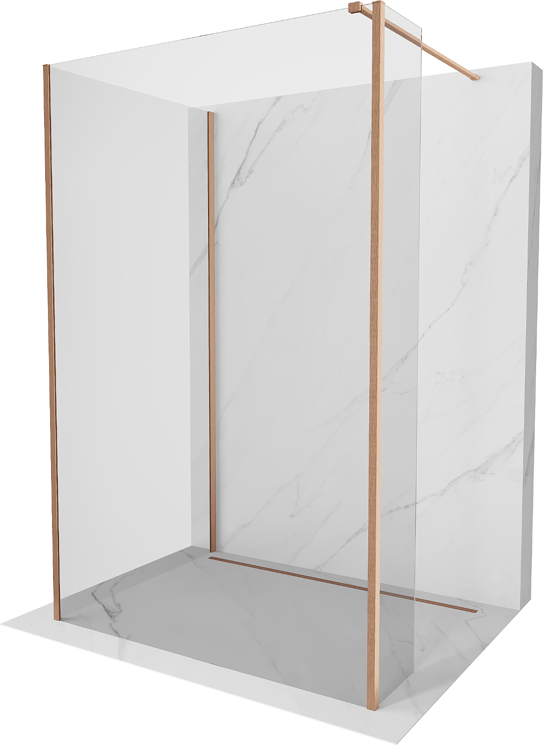 Mexen Kioto Duschwand Walk-in 90 x 85 x 30 cm, transparent, gebürstetes Kupfer - 800-090-085-221-65-00-030