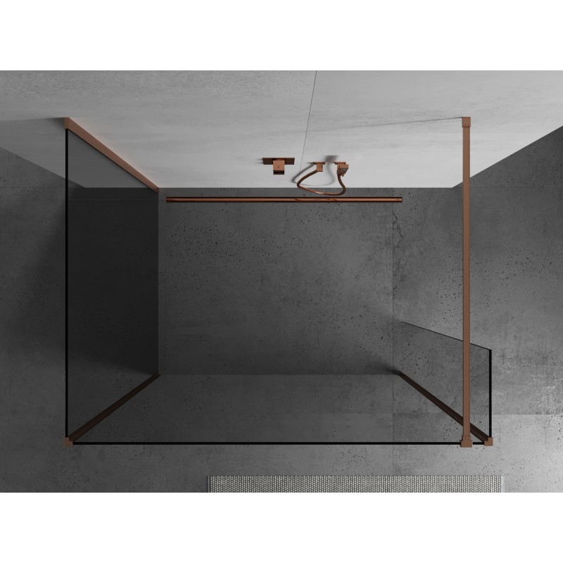 Mexen Kioto Duschwand Walk-in 120 x 105 x 30 cm, transparent, gebürstetes Kupfer - 800-120-105-221-65-00-030