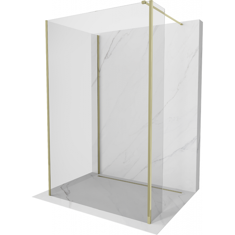 Mexen Kioto Duschtür Walk-in 100 x 70 x 30 cm, transparent, gold - 800-100-070-221-50-00-030