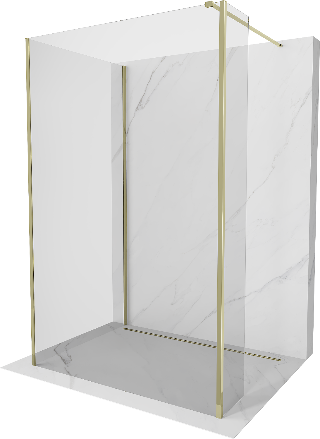 Mexen Kioto Duschtür Walk-in 100 x 70 x 30 cm, transparent, gold - 800-100-070-221-50-00-030