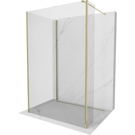 Mexen Kioto Duschwand Walk-in 110 x 70 x 30 cm, transparent, gold - 800-110-070-221-50-00-030