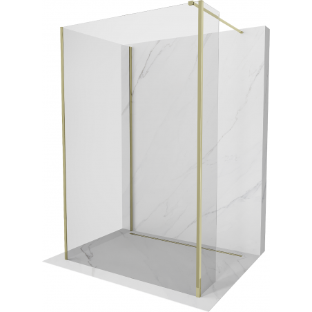 Mexen Kioto Duschwand Walk-in 110 x 75 x 30 cm, transparent, golden - 800-110-075-221-50-00-030