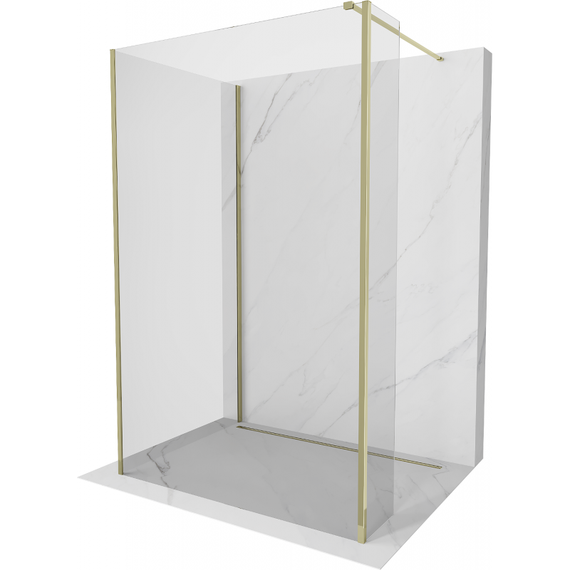 Mexen Kioto Duschwand Walk-in 135 x 80 x 30 cm, transparent, gold - 800-135-080-221-50-00-030