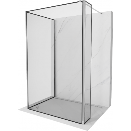 Mexen Kioto Duschwand Walk-in 120 x 70 x 30 cm, schwarzer Rahmen, Chrom - 800-120-070-221-01-70-030