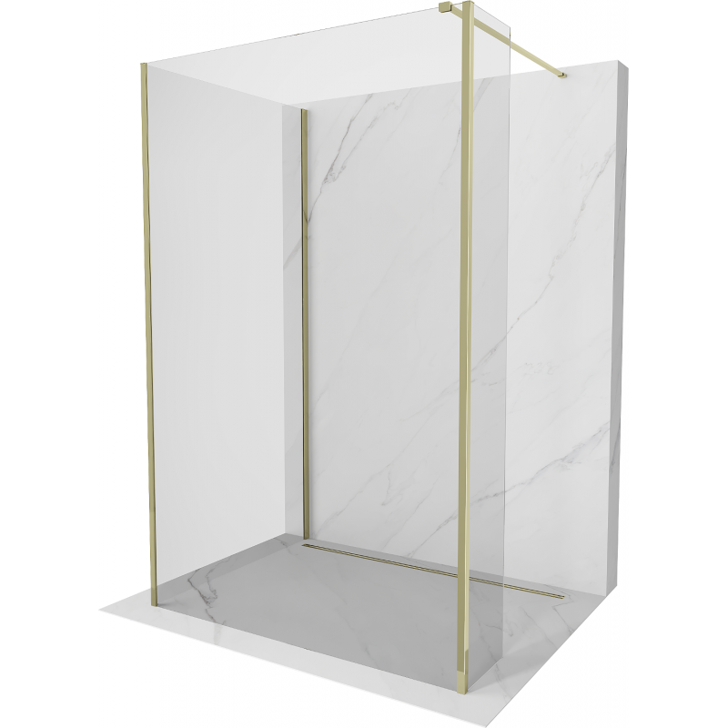 Mexen Kioto Duschwand Walk-in 100 x 80 x 40 cm, transparent, gold - 800-100-080-221-50-00-040