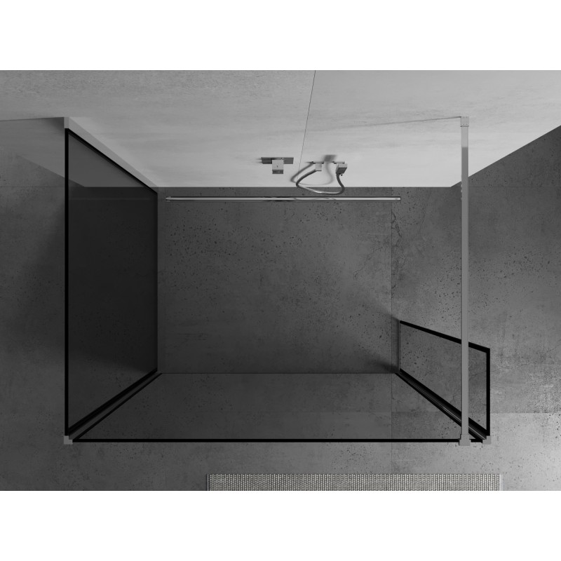 Mexen Kioto Duschwand Walk-in 110 x 80 x 30 cm, schwarzer Rahmen, Chrom - 800-110-080-221-01-70-030