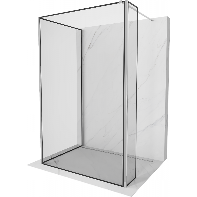 Mexen Kioto Duschwand Walk-in 140 x 100 x 30 cm, schwarzer Rahmen, Chrom - 800-140-100-221-01-70-030