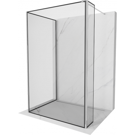 Mexen Kioto Duschwand Walk-in 110 x 110 x 30 cm, schwarzer Rahmen, Chrom - 800-110-110-221-01-70-030