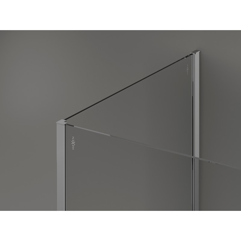 Mexen Kioto Duschwand Walk-in 140 x 70 x 40 cm, schwarzer Rahmen, Chrom - 800-140-070-221-01-70-040