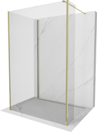 Mexen Kioto Duschwand Walk-in 125 x 100 x 40 cm, transparent, gold - 800-125-100-221-50-00-040