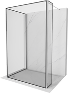 Mexen Kioto Duschwand Walk-in 90 x 90 x 40 cm, schwarzer Rahmen, Chrom - 800-090-090-221-01-70-040