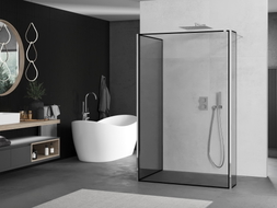 Mexen Kioto Duschwand Walk-in 120 x 100 x 40 cm, schwarzer Rahmen, Chrom - 800-120-100-221-01-70-040