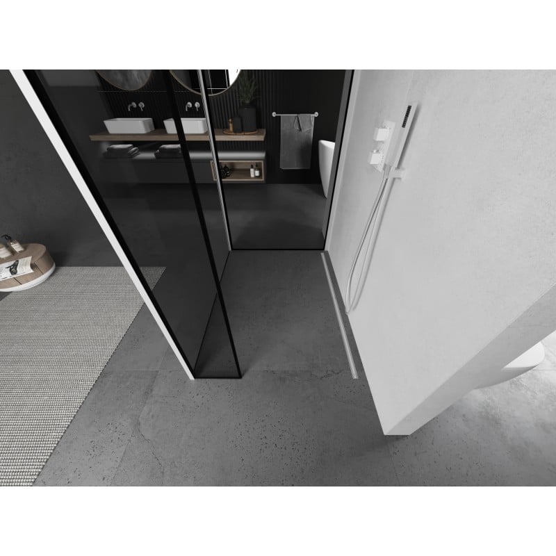 Mexen Kioto Duschwand Walk-in 120 x 80 x 30 cm, schwarzer Rahmen, weiß - 800-120-080-221-20-70-030