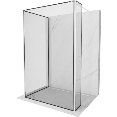 Mexen Kioto Duschwand Walk-in 140 x 100 x 40 cm, schwarzer Rahmen, weiß - 800-140-100-221-20-70-040
