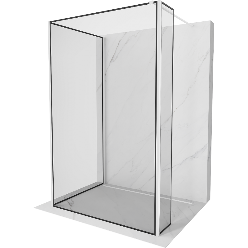Mexen Kioto Duschwand Walk-in 120 x 100 x 40 cm, schwarzer Rahmen, weiß - 800-120-100-221-20-70-040