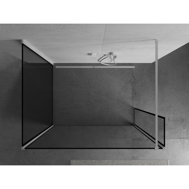 Mexen Kioto Duschwand Walk-in 120 x 100 x 40 cm, schwarzer Rahmen, weiß - 800-120-100-221-20-70-040