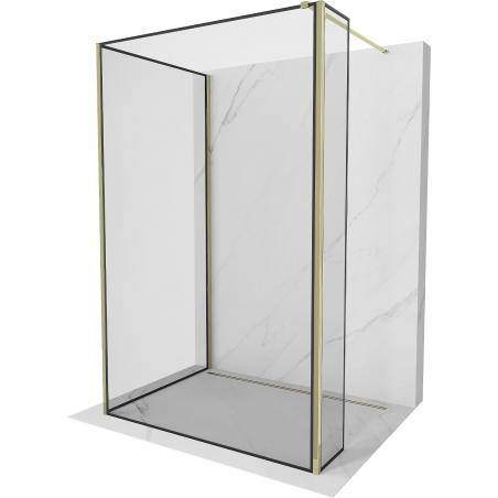 Mexen Kioto Duschwand Walk-in 110 x 70 x 30 cm, schwarzes Muster, golden - 800-110-070-221-50-70-030