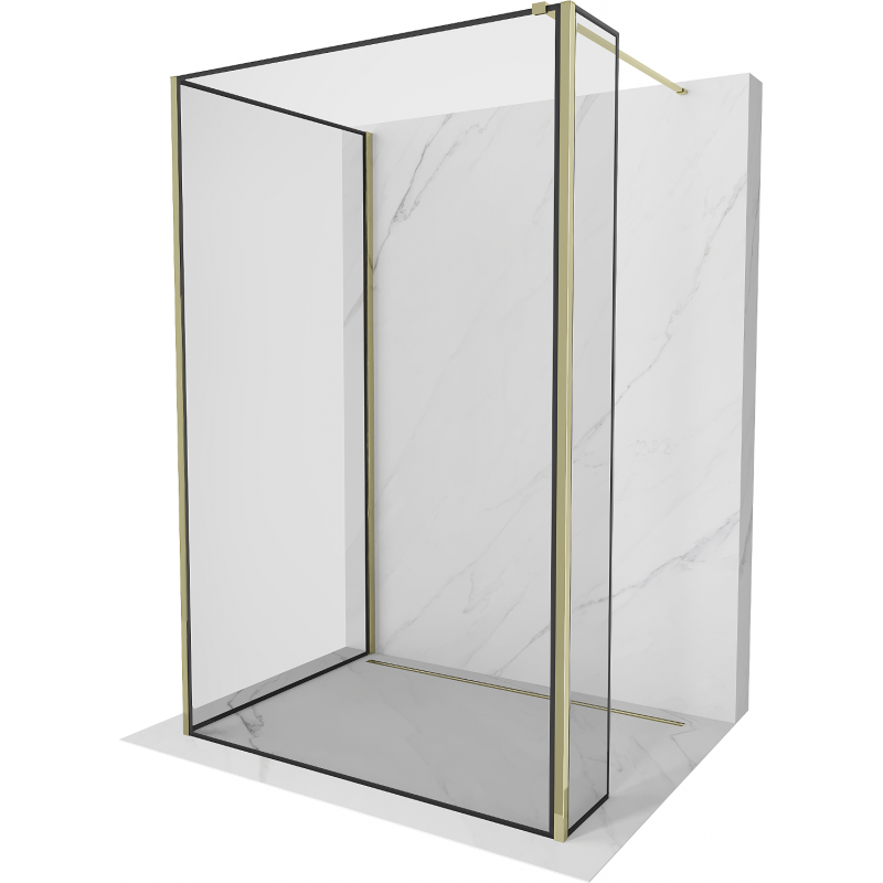 Mexen Kioto Duschwand Walk-in 120 x 70 x 30 cm, schwarzes Muster, gold - 800-120-070-221-50-70-030